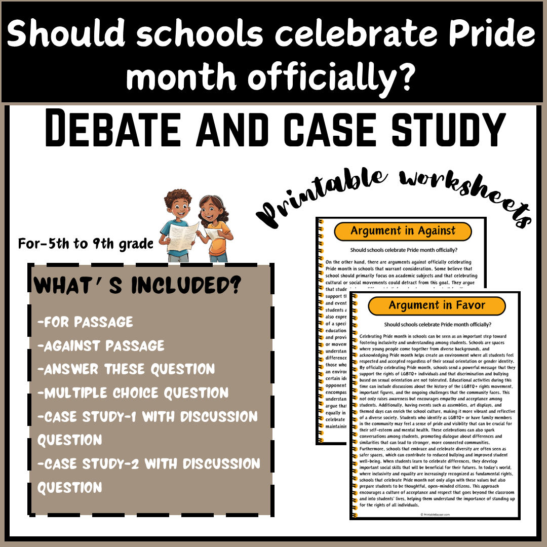 Should schools celebrate Pride month officially? | Debate Case Study Worksheet