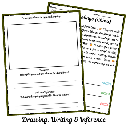 Dumplings (China) | Short Reading Comprehension Creative Worksheet