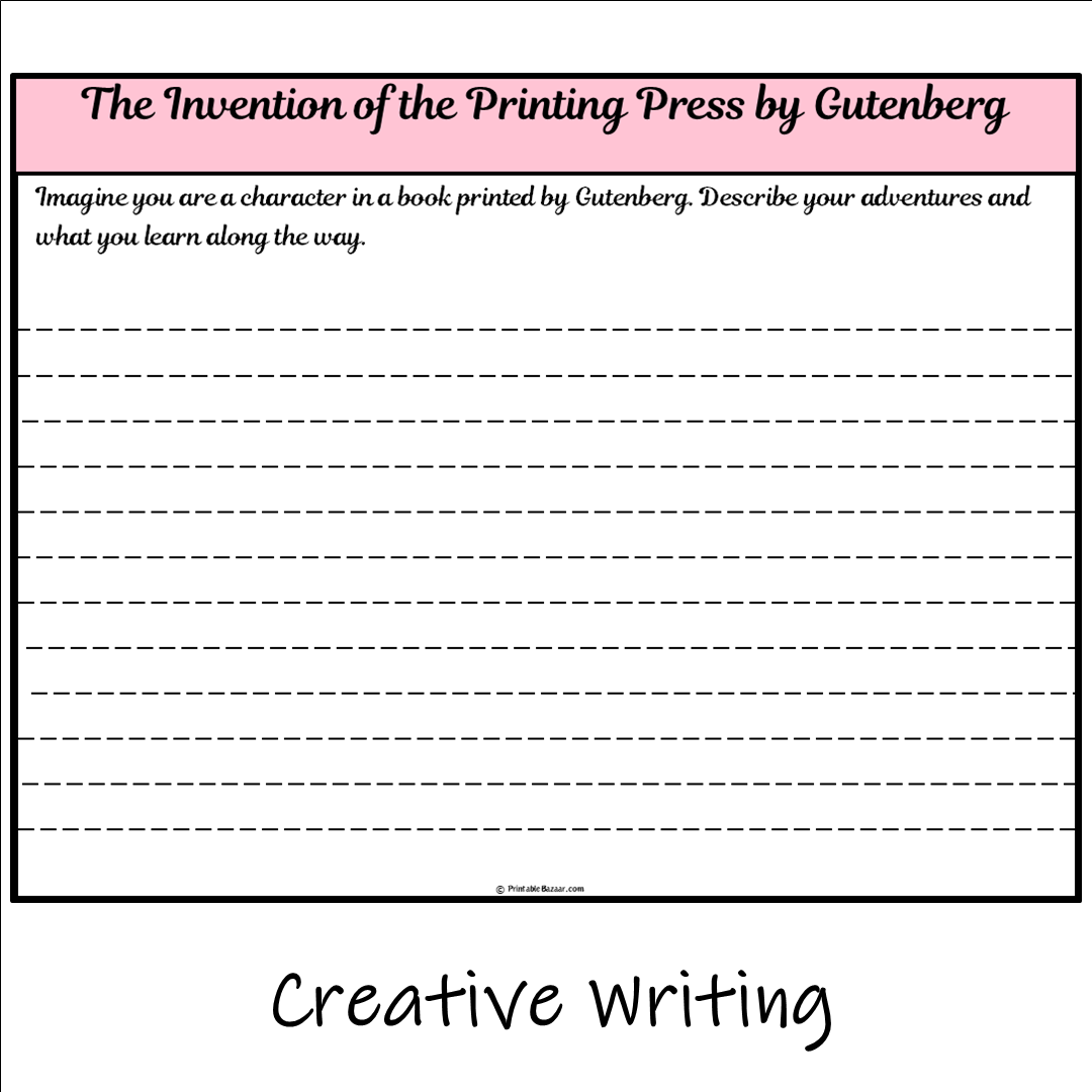 The Invention of the Printing Press by Gutenberg | Main Idea and Supporting Details Reading Passage and Questions