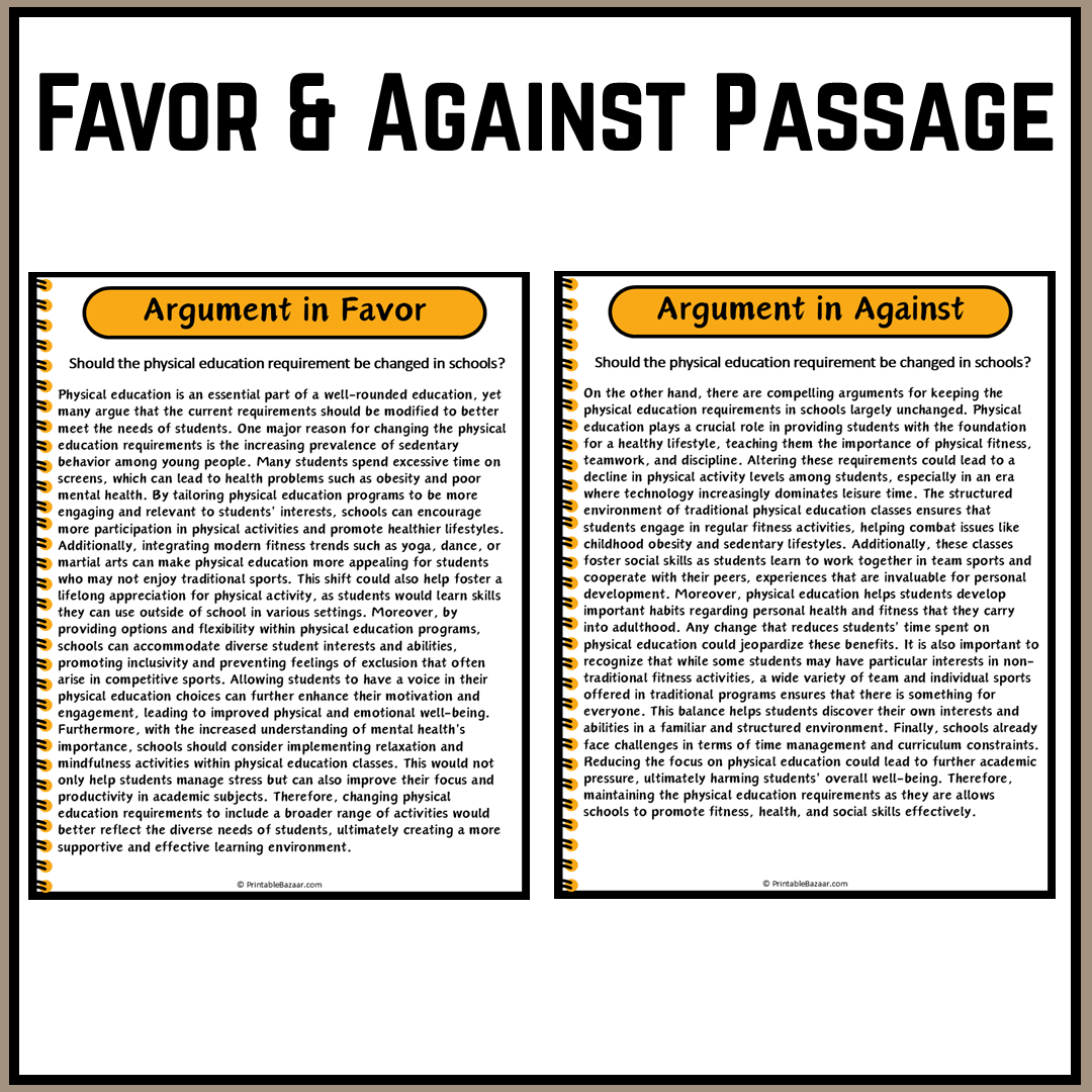 Should the physical education requirement be changed in schools? | Debate Case Study Worksheet