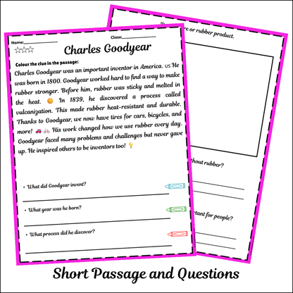 Charles Goodyear | Short Reading Comprehension Creative Worksheet