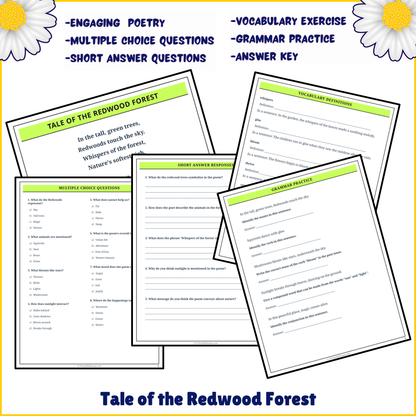 Tale of the Redwood Forest | Poem Grammar Worksheet Printable Activity