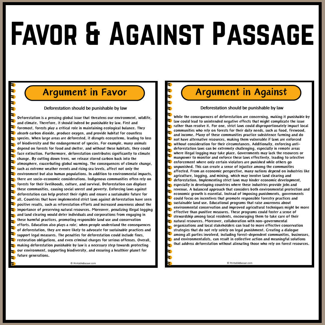 Deforestation should be punishable by law | Debate Case Study Worksheet