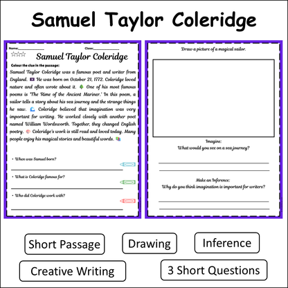 Samuel Taylor Coleridge | Short Reading Comprehension Creative Worksheet