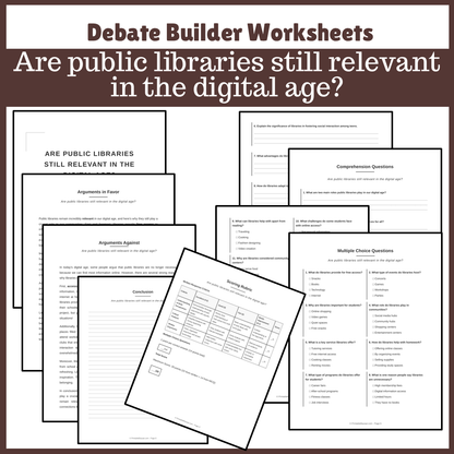 Are public libraries still relevant in the digital age? | Favour and Against Worksheet Printable Activity