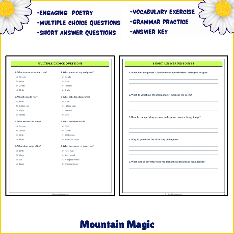 Mountain Magic | Poem Grammar Worksheet Printable Activity