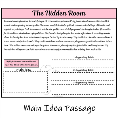 The Hidden Room | Main Idea and Supporting Details Reading Passage and Questions