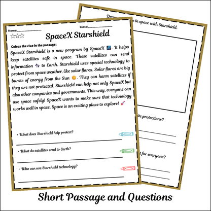 SpaceX Starshield | Short Reading Comprehension Creative Worksheet