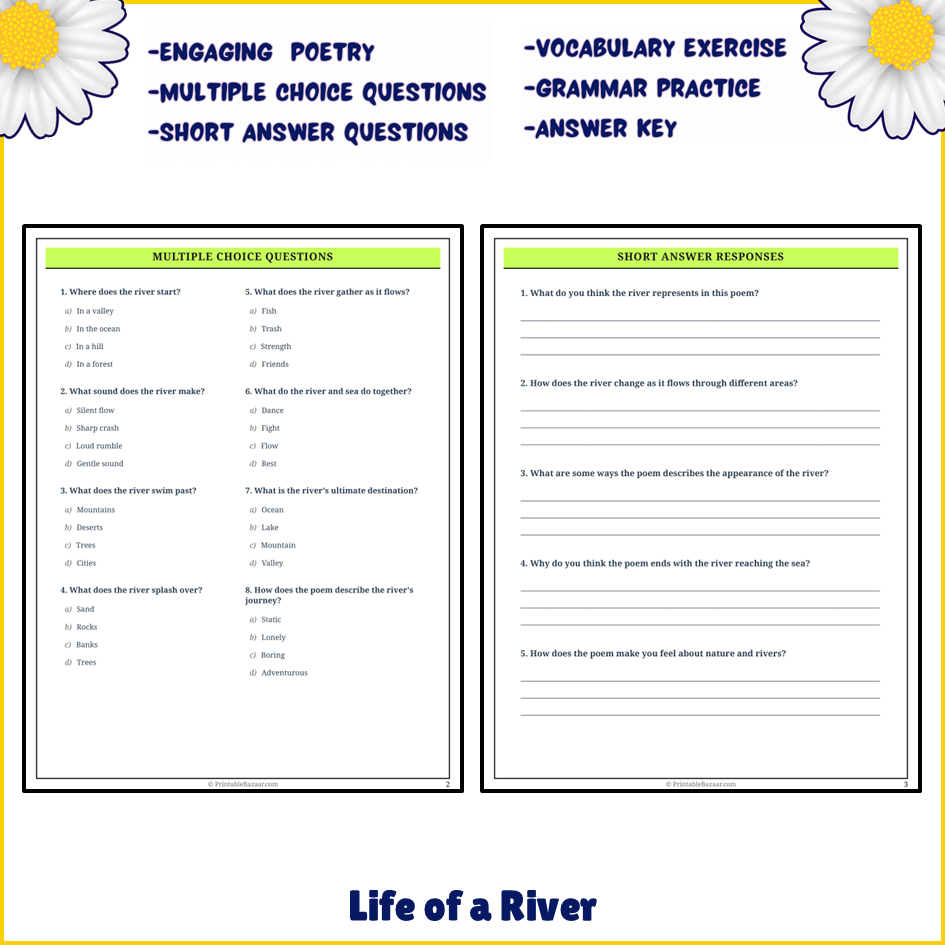 Life of a River | Poem Grammar Worksheet Printable Activity