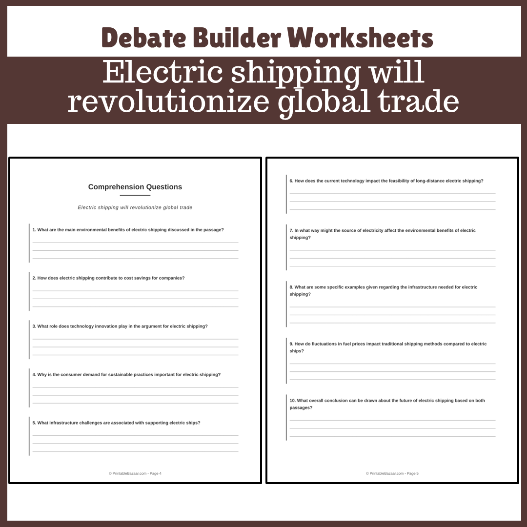 Electric shipping will revolutionize global trade | Favour and Against Worksheet Printable Activity