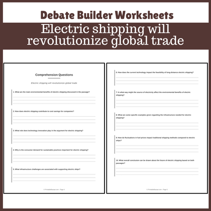 Electric shipping will revolutionize global trade | Favour and Against Worksheet Printable Activity