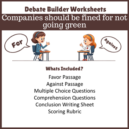 Companies should be fined for not going green | Favour and Against Worksheet Printable Activity