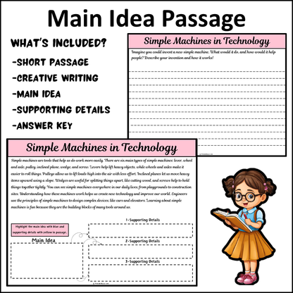 Simple Machines in Technology | Main Idea and Supporting Details Reading Passage and Questions