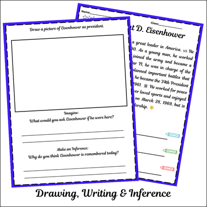 Dwight D. Eisenhower | Short Reading Comprehension Creative Worksheet