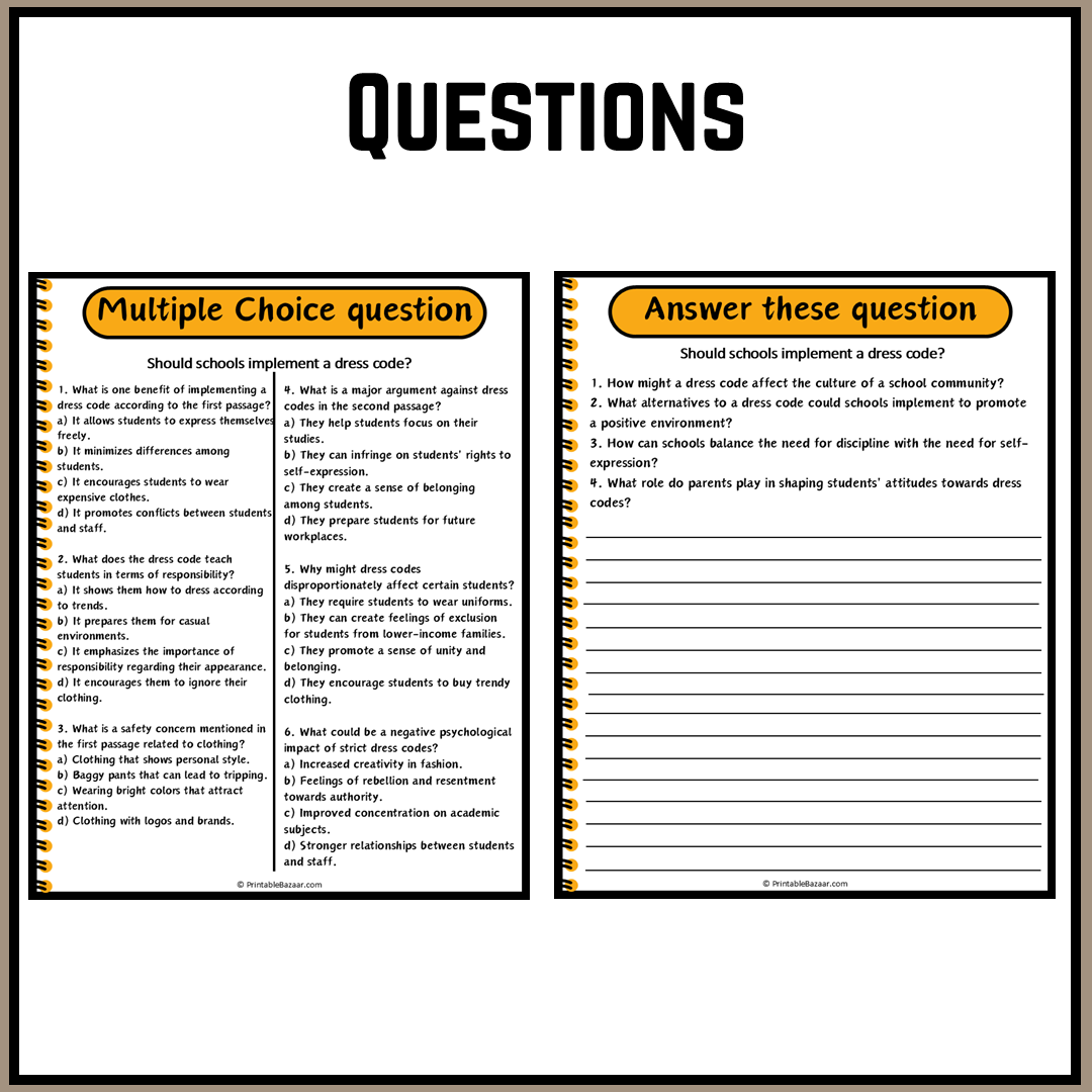 Should schools implement a dress code? | Debate Case Study Worksheet