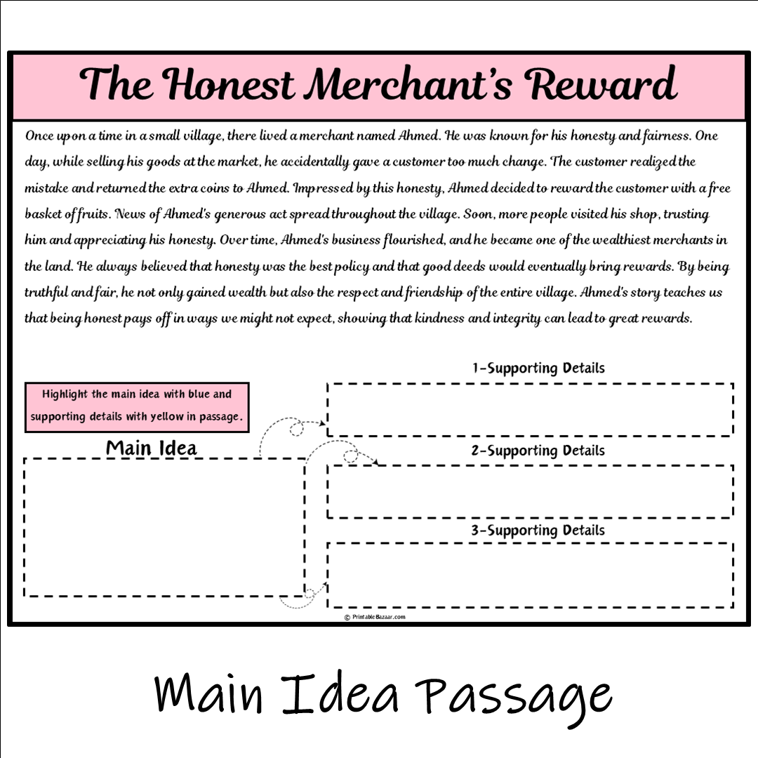 The Honest Merchant’s Reward | Main Idea and Supporting Details Reading Passage and Questions