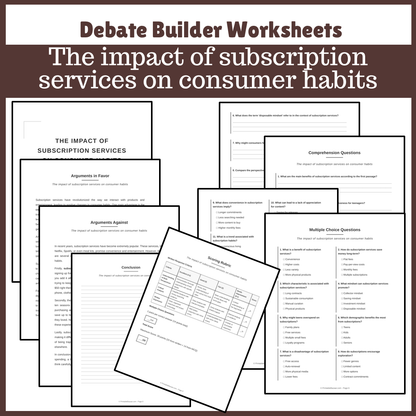 The impact of subscription services on consumer habits | Favour and Against Worksheet Printable Activity