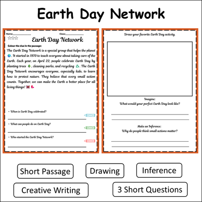 Earth Day Network | Short Reading Comprehension Creative Worksheet