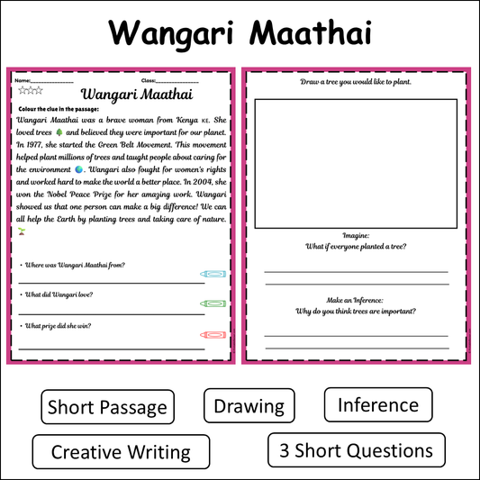 Wangari Maathai | Short Reading Comprehension Creative Worksheet