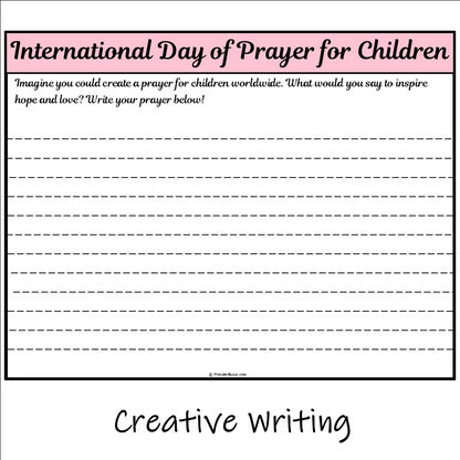 International Day of Prayer for Children | Main Idea and Supporting Details Reading Passage and Questions