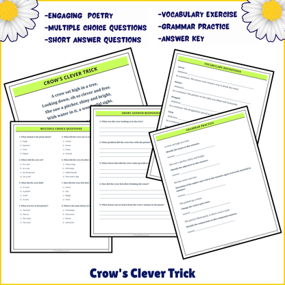 Crow's Clever Trick | Poem Grammar Worksheet Printable Activity