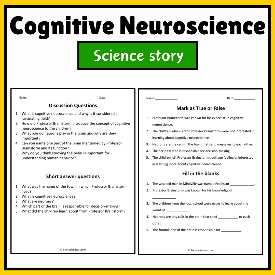 Cognitive Neuroscience | Science Story Reading Comprehension Activity