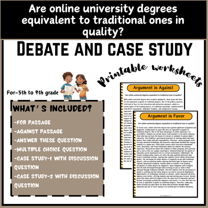 Are online university degrees equivalent to traditional ones in quality? | Debate Case Study Worksheet