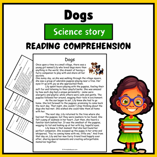 Dogs | Science Story Reading Comprehension Activity