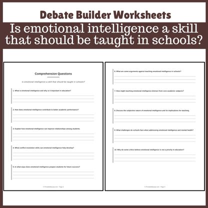 Is emotional intelligence a skill that should be taught in schools? | Favour and Against Worksheet Printable Activity