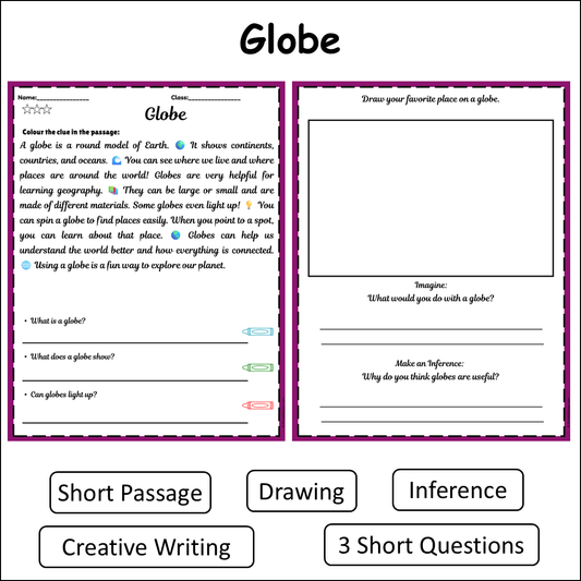 Globe | Short Reading Comprehension Creative Worksheet