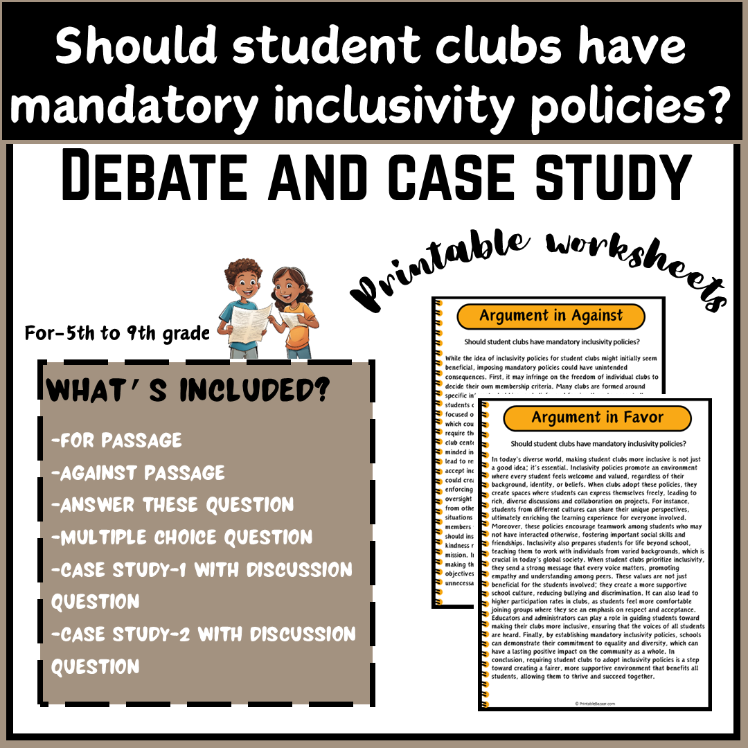 Should student clubs have mandatory inclusivity policies? | Debate Case Study Worksheet