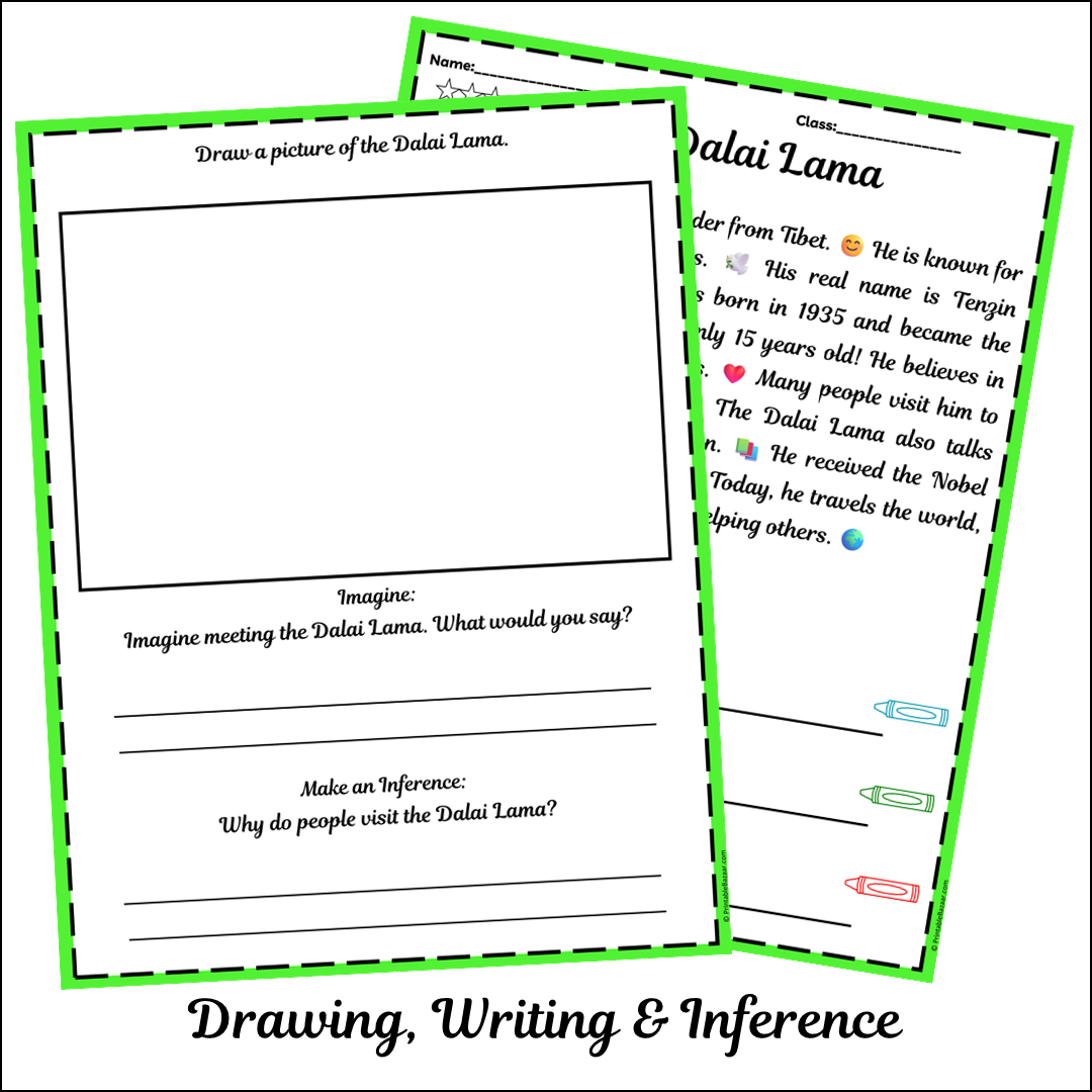 Dalai Lama | Short Reading Comprehension Creative Worksheet