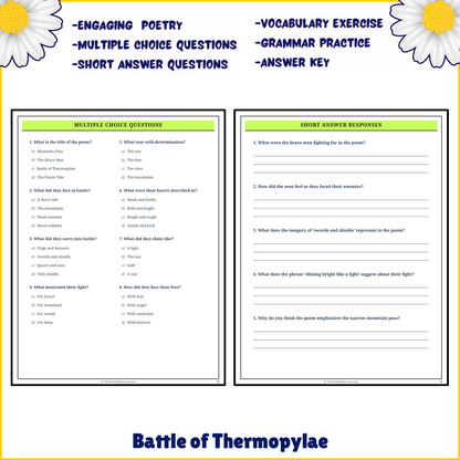 Battle of Thermopylae | Poem Grammar Worksheet Printable Activity