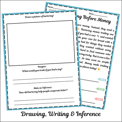 Bartering Before Money | Short Reading Comprehension Creative Worksheet
