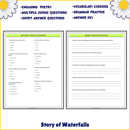 Story of Waterfalls | Poem Grammar Worksheet Printable Activity