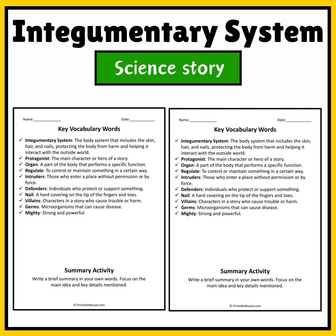 Integumentary System | Science Story Reading Comprehension Activity