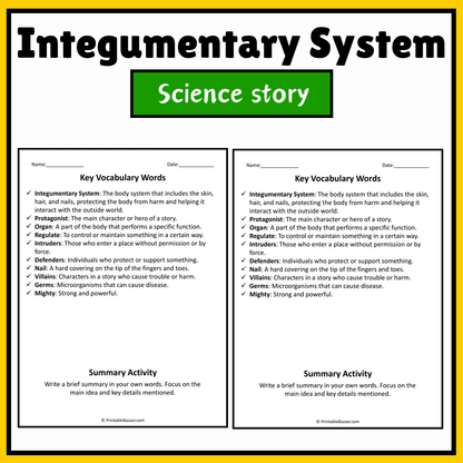 Integumentary System | Science Story Reading Comprehension Activity