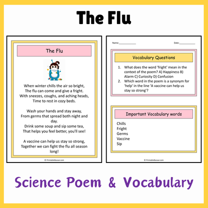 The Flu | Science Poem Reading Comprehension Activity