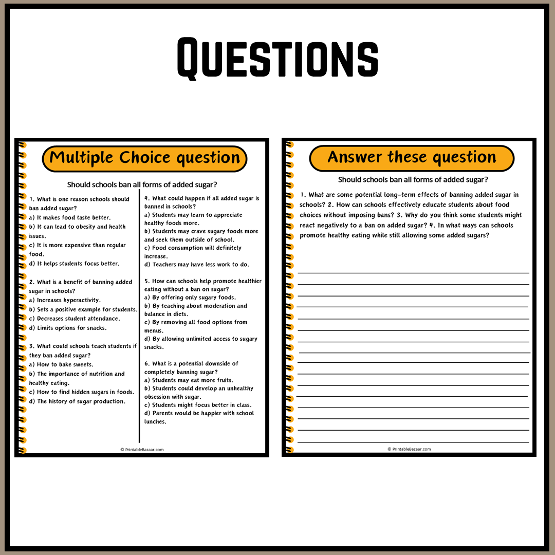 Should schools ban all forms of added sugar? | Debate Case Study Worksheet