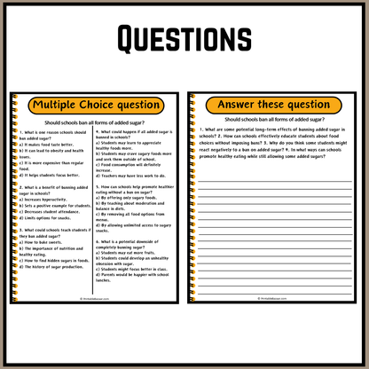 Should schools ban all forms of added sugar? | Debate Case Study Worksheet