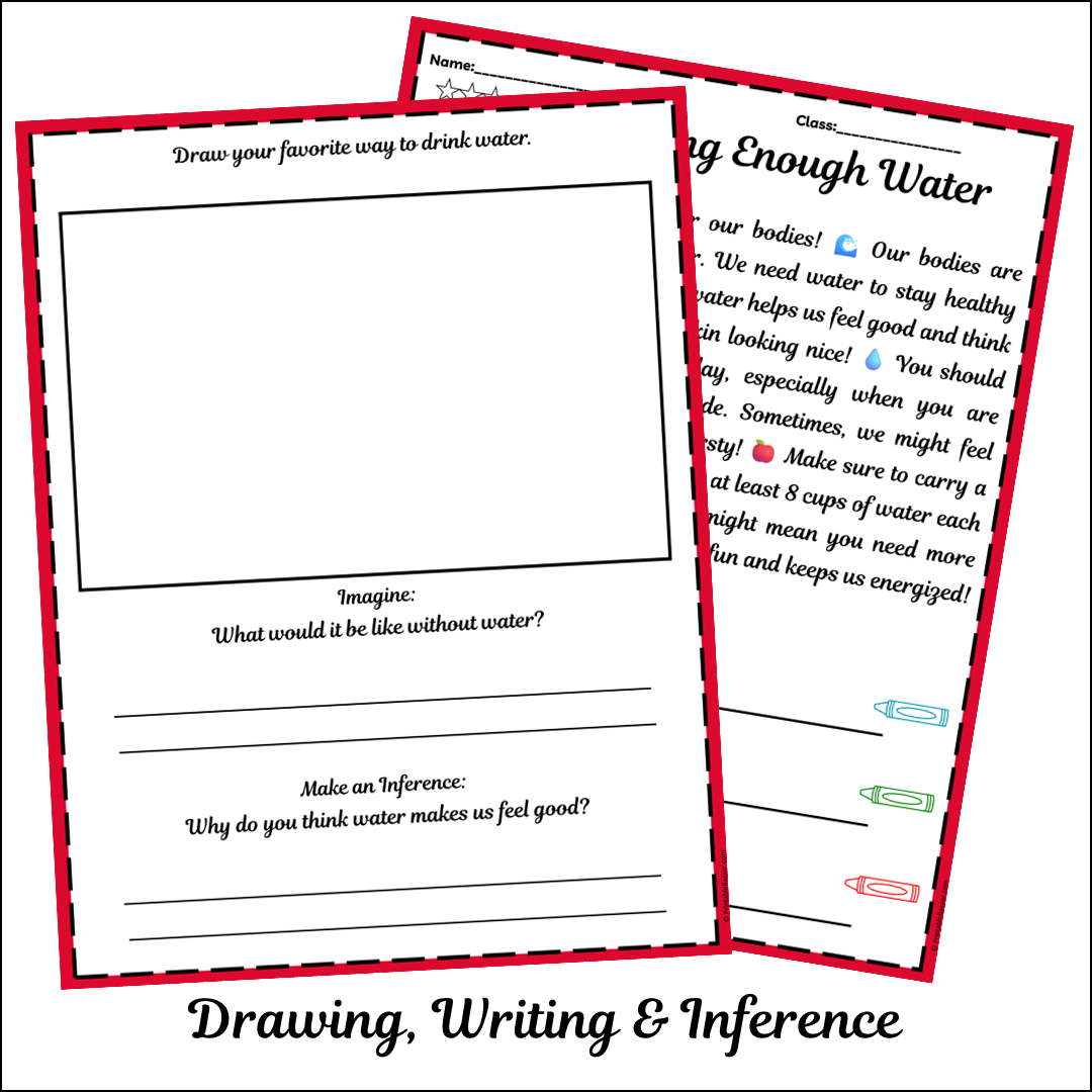 Drinking Enough Water | Short Reading Comprehension Creative Worksheet