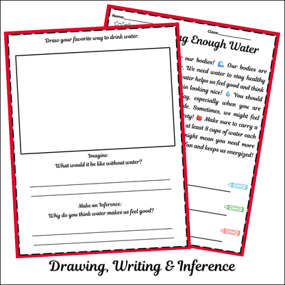 Drinking Enough Water | Short Reading Comprehension Creative Worksheet