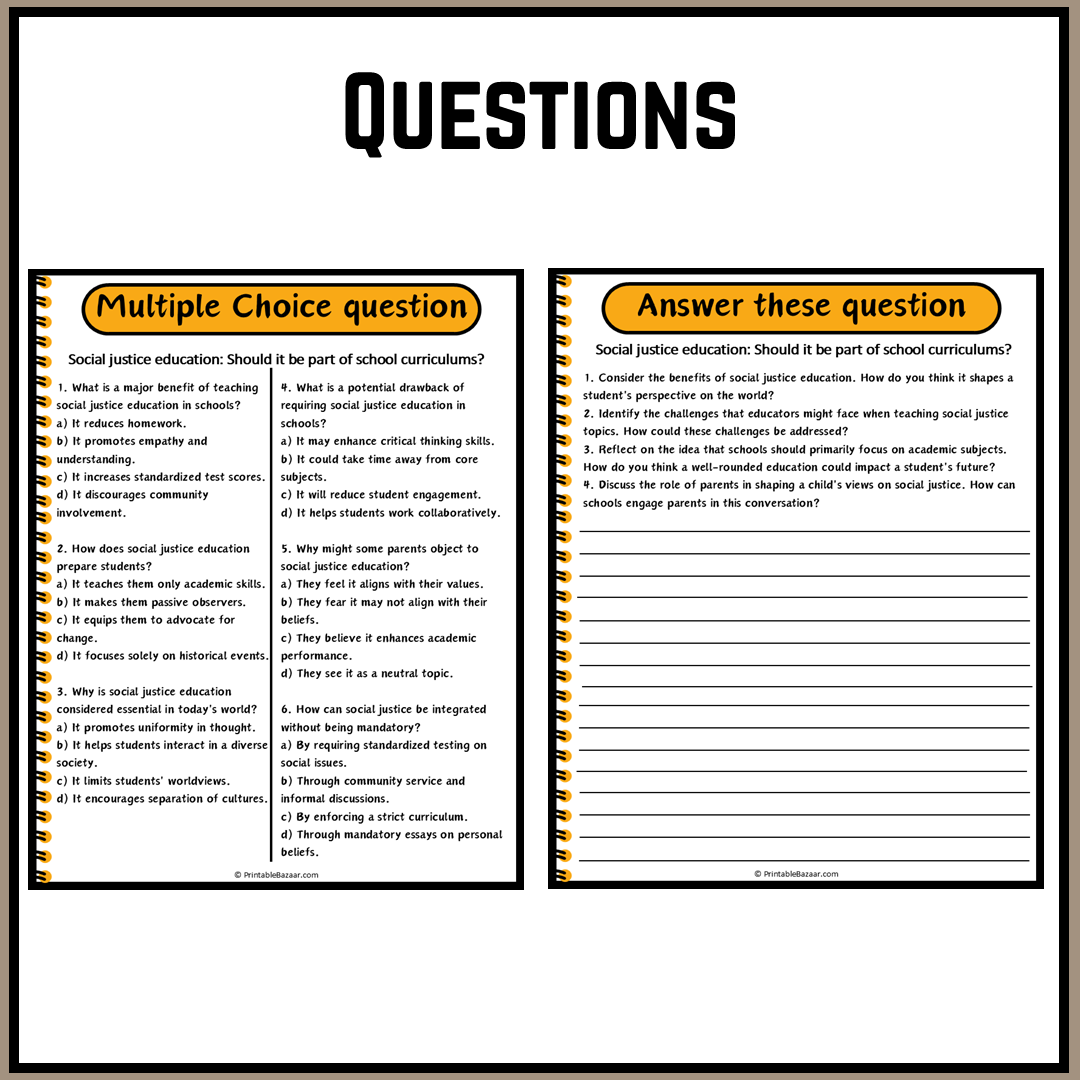 Social justice education: Should it be part of school curriculums? | Debate Case Study Worksheet