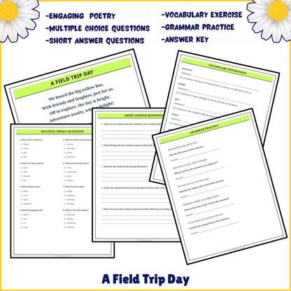 A Field Trip Day | Poem Grammar Worksheet Printable Activity