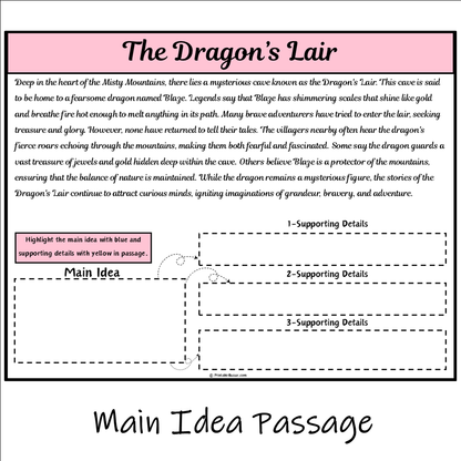 The Dragon’s Lair | Main Idea and Supporting Details Reading Passage and Questions