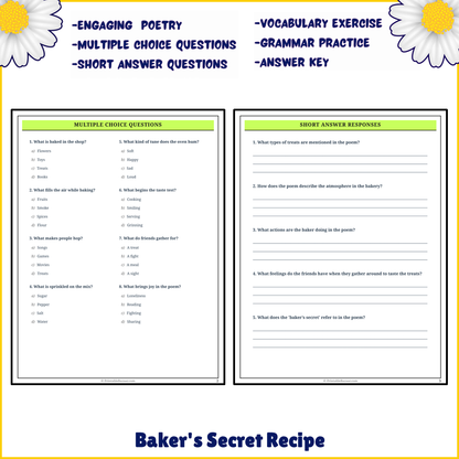 Baker's Secret Recipe | Poem Grammar Worksheet Printable Activity