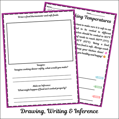 Safe Cooking Temperatures | Short Reading Comprehension Creative Worksheet