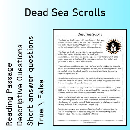 Dead Sea Scrolls | Reading Comprehension Passage Printable Worksheet