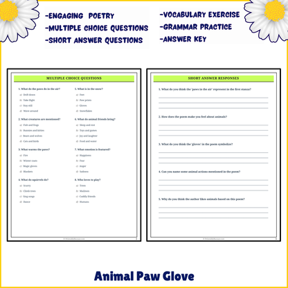 Animal Paw Glove | Poem Grammar Worksheet Printable Activity