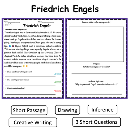 Friedrich Engels | Short Reading Comprehension Creative Worksheet